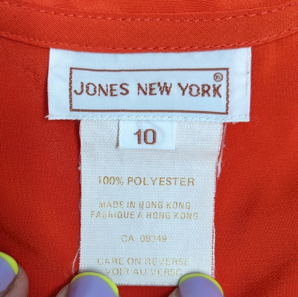 Jones New York vintage red pleated short sleeves blouse - Picture 2 of 9